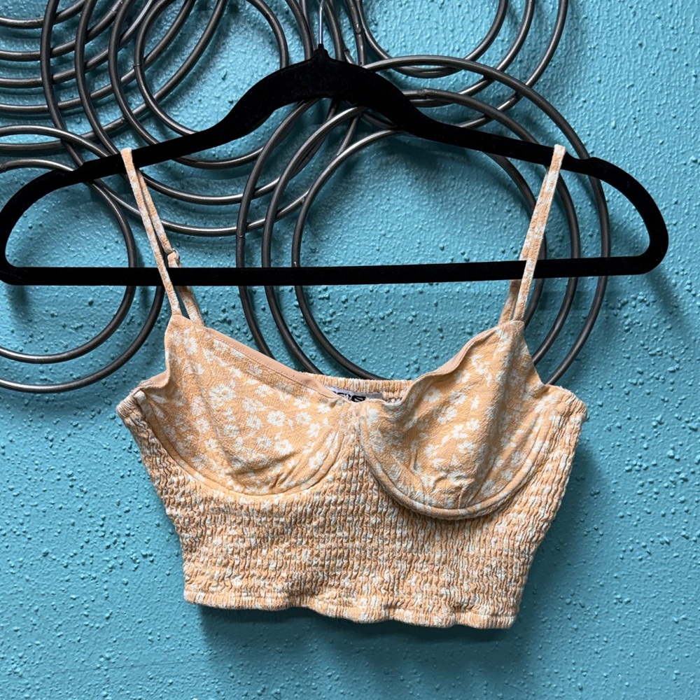 RSQ Floral Cream Crop Top